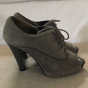LOFT peep toe lace up grey booties